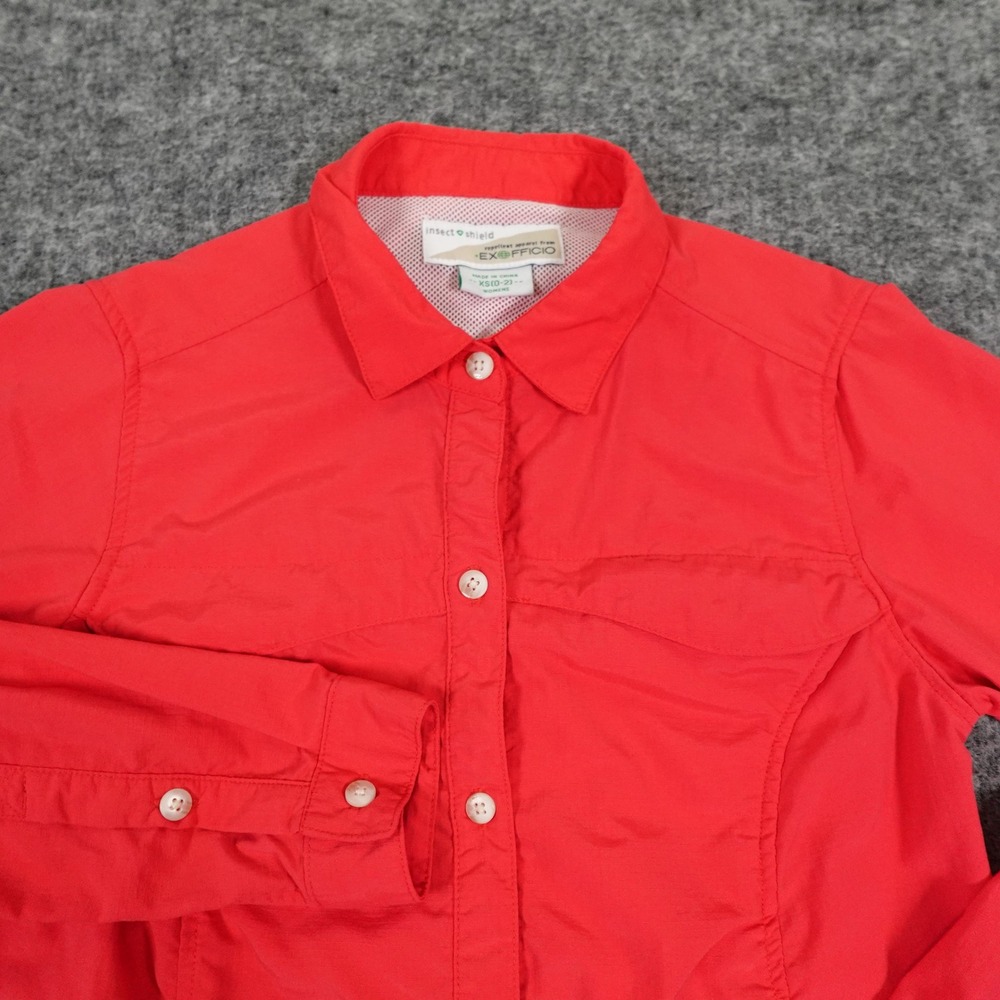 ExOfficio Insect Shield Shirt Womens XS Red Long Sleeve Nylon‎ Hiking Outdoor